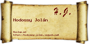 Hodossy Jolán névjegykártya